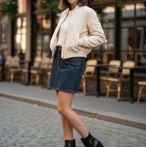 DKNY Jeans Denim Skirt with Button